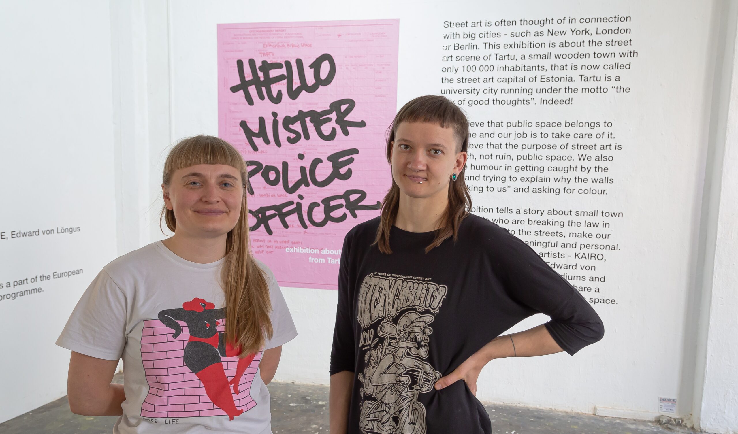 Kadri Lind and Sirla, the organisers and curators of the exhibition, “Hello Mister Police Officer”, in Berlin., photo: © estonianworld.com