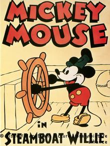 1928: Мики Маус от филмчето Steamboat Willie изглежда малко по-различно от днес