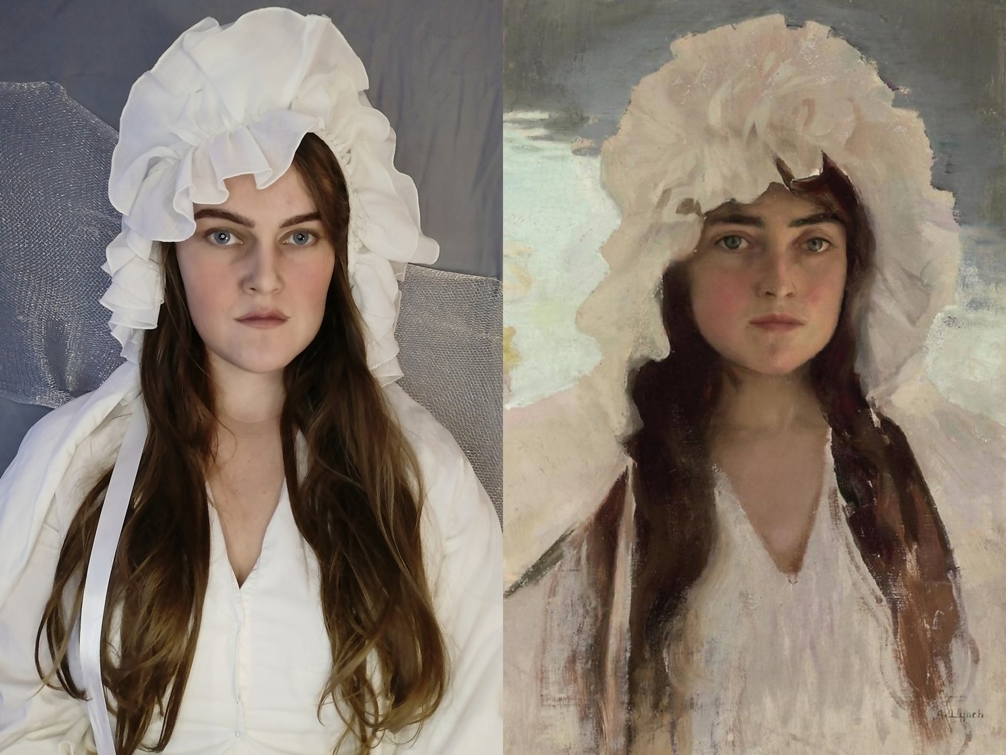 Albert Lynch. A girl in a white bonnet. 